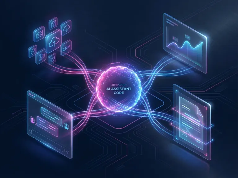 AI-assistent gekoppeld aan apps, chatbot, analyses en documentherkenning