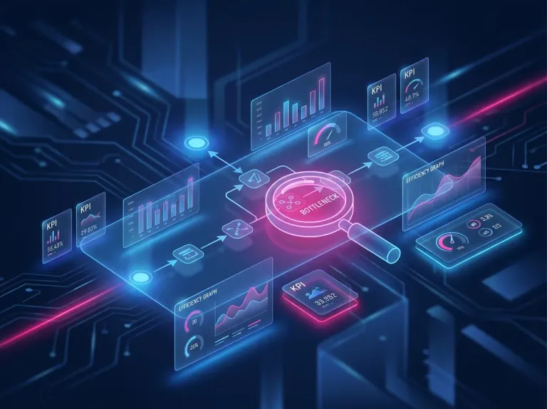 Procesanalyse met dashboards die een knelpunt blootleggen